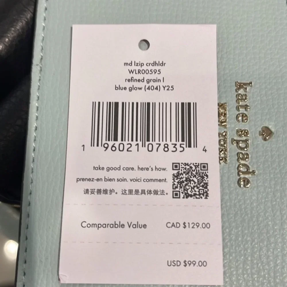 Kate Spade Darcy Medium L-Zip Card Holder Blue Glow - Picture 7 of 16